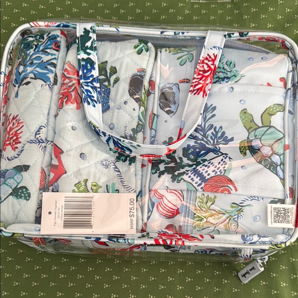 Vera Bradley Red and Blue Cosmetic Bag with nautical Design - Picture 2 of 4